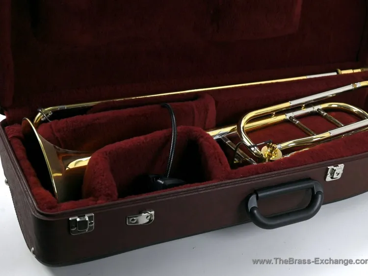 Marco Magi Trombone Case Custom Burgundy Interior Showing Open Wrap Tenor Trombone