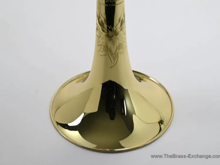 S.E. Shires TII 5VNY Vintage New York tenor bell flare showing engraving detail