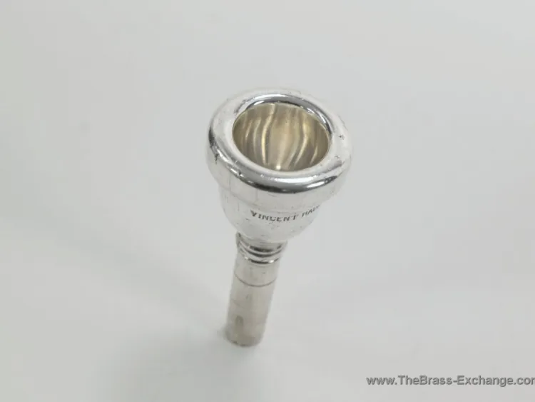 Vincent Bach New York 15C small shank trombone mouthpiece – cup view, vintage silver finish