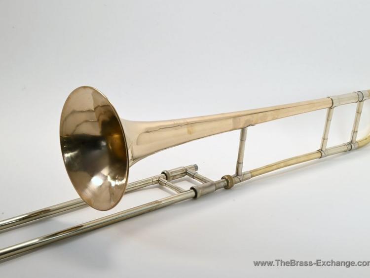 Bach Stradivarius Corporation Era Model 16LT trombone, serial 20488, fully assembled, angled view showing bell opening and lightweight slide