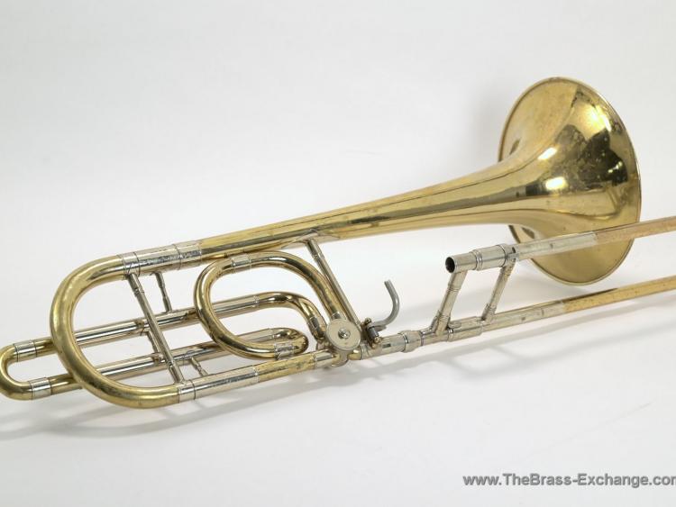 Conn 72H Bass Trombone Full Angled View – Single Valve Section