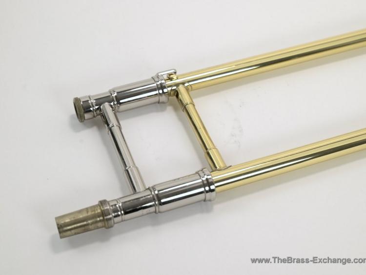 Edwards dual-bore bass trombone slide handgrips, slide lock, and bell connection