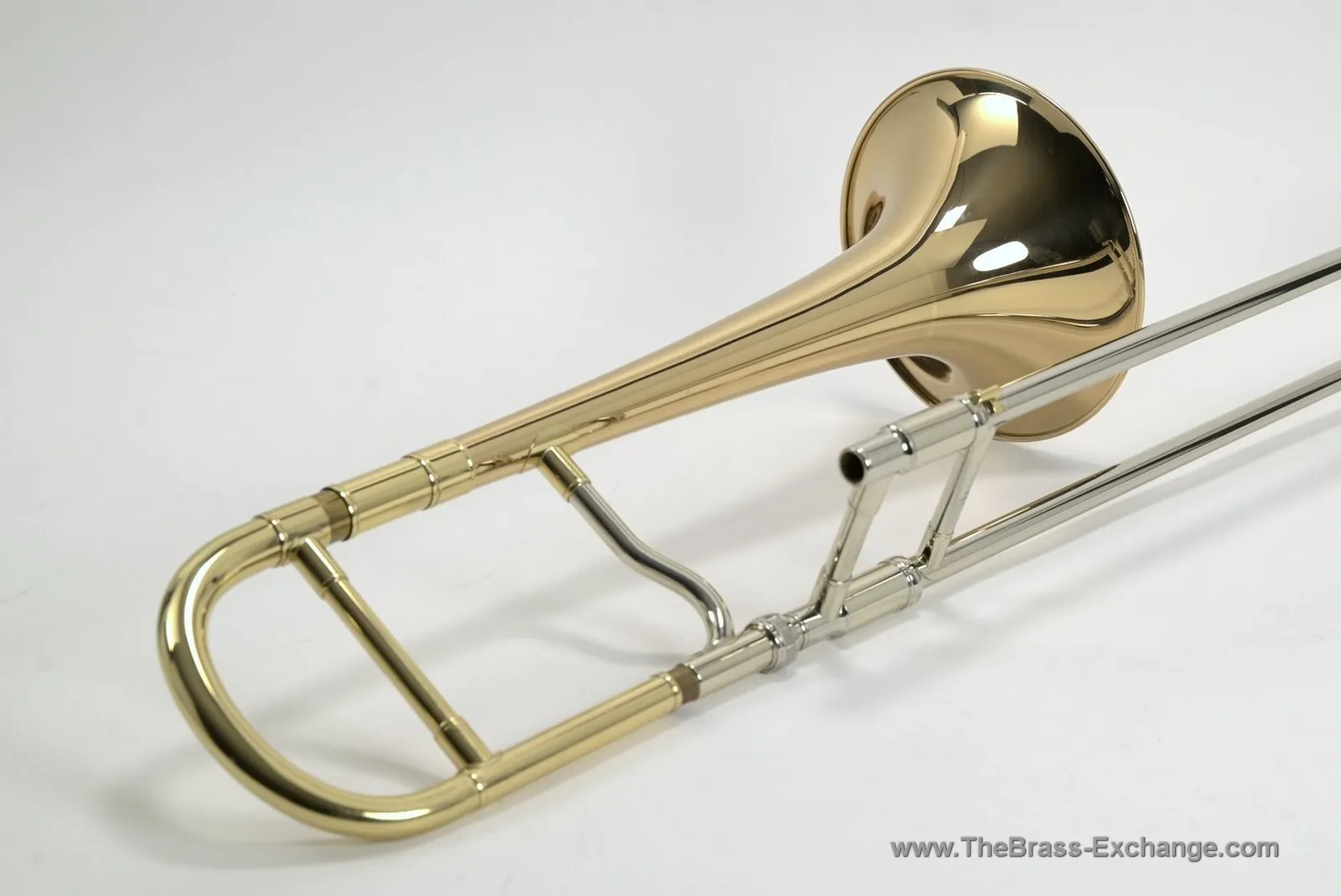 Kühnl & Hoyer Model 122 Es Alto Trombone Full Side View with Gold Brass Bell and Nickel Silver Slide
